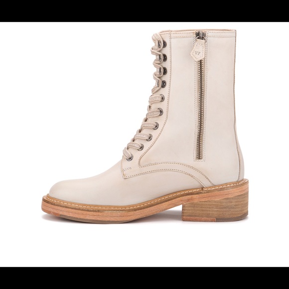 Off-white 100% Leather laced-up Boots Vintage Foundary -Sz9 ( 40- EU) - Picture 2 of 2